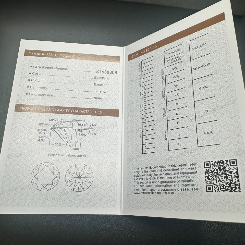 GRA Moissanite Solitaire Ring 1.0ct Sterling Silver 925 - Picture 8 of 9